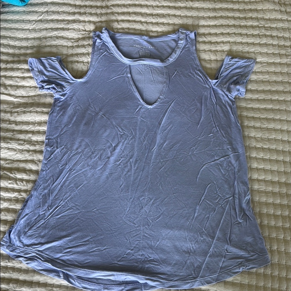 Women's Periwinkle Cold Shoulder Top